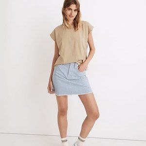 Madewell | Stretch Straight Mini Skirt in Gingham: Raw-Hemmed Edition